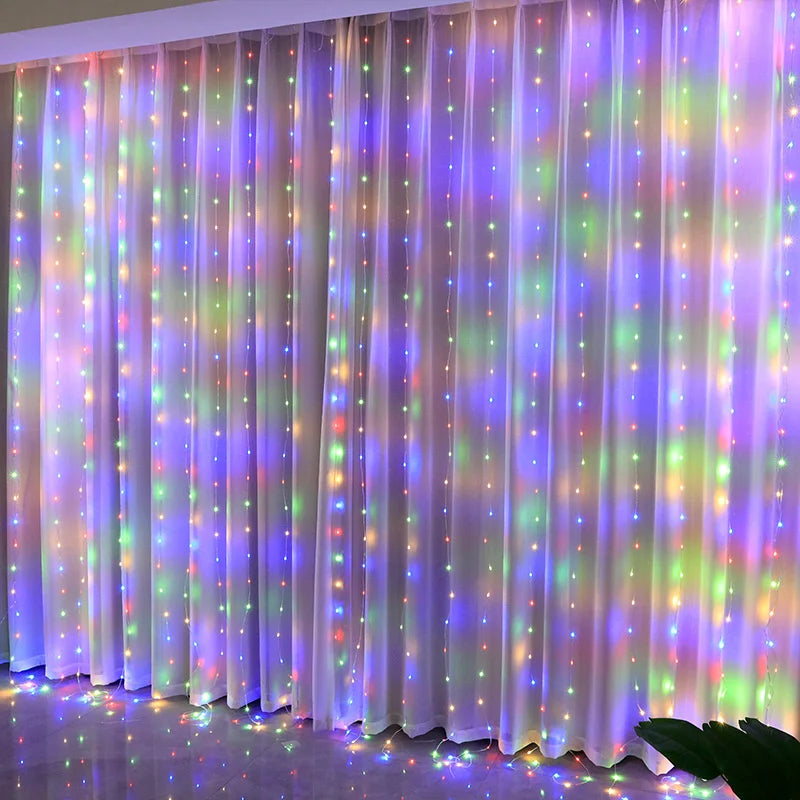 Świąteczne Światła LED w Formie Kurtyny – 8 Trybów Świecenia, Pilot i Zasilanie USB, Dekoracja na Boże Narodzenie i Nowy Rok 🎄✨