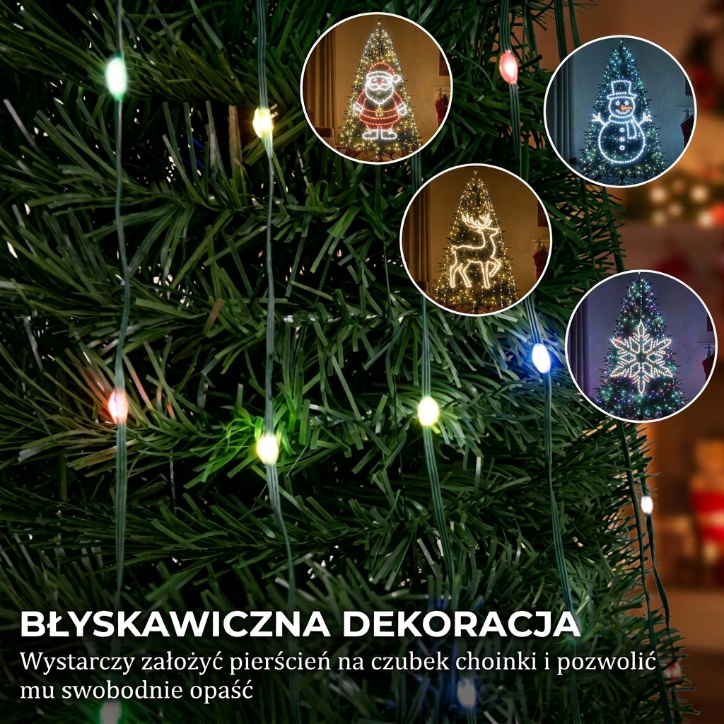 Inteligentne Lampki Choinkowe RGB Bluetooth – Programowalne Światła LED na Choinkę, Dekoracja Świąteczna i Domowa 🎄🌈