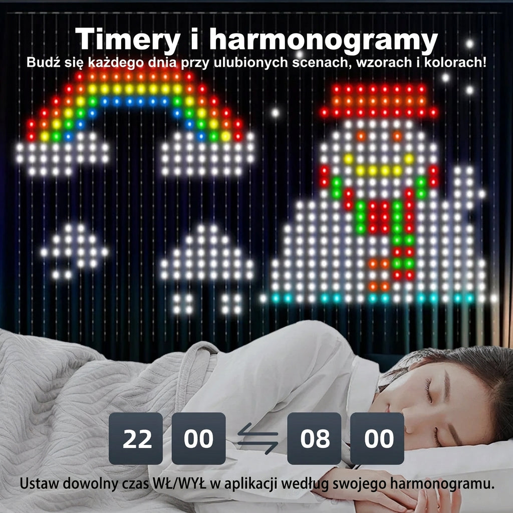 Inteligentna Kurtyna LED 400 Diod z Aplikacją i Muzyką - Świąteczne Lampki Kurtynowe 🎄