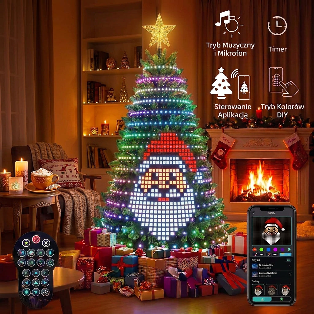 Inteligentne Lampki Choinkowe RGB Bluetooth – Programowalne Światła LED na Choinkę, Dekoracja Świąteczna i Domowa 🎄🌈