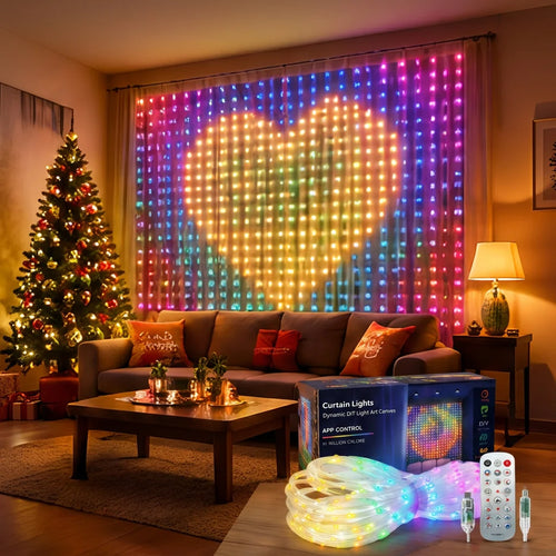 Inteligentna Kurtyna LED 400 Diod z Aplikacją i Muzyką - Świąteczne Lampki Kurtynowe 🎄