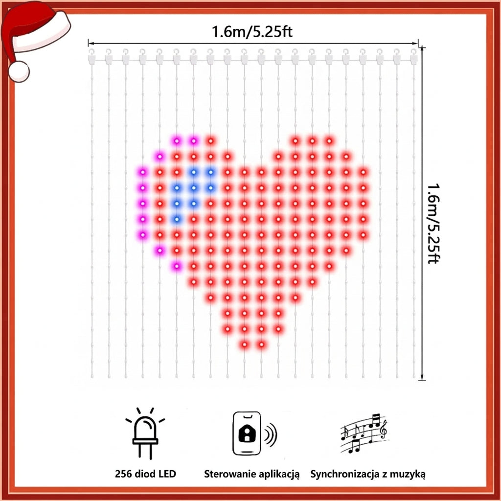 Inteligentne Lampki LED PREMIUM w Formie Kurtyny 1/2 szt. – Sterowanie Aplikacją, Synchronizacja z Muzyką, Własne Wzory, Wodoodporne 🎄🎵