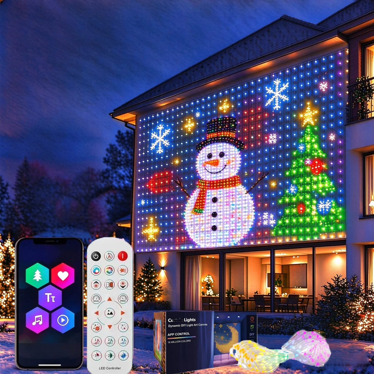 Inteligentna Kurtyna LED 400 Diod z Aplikacją i Muzyką - Świąteczne Lampki Kurtynowe 🎄