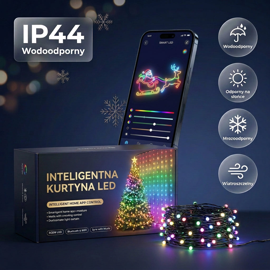 Inteligentne Lampki Choinkowe RGB Bluetooth – Programowalne Światła LED na Choinkę, Dekoracja Świąteczna i Domowa 🎄🌈
