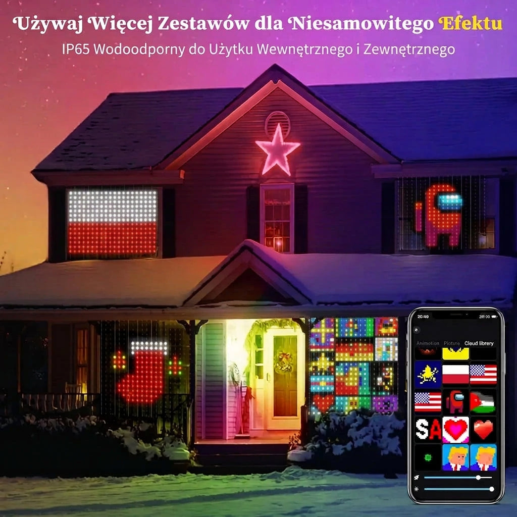Inteligentna Kurtyna LED 400 Diod z Aplikacją i Muzyką - Świąteczne Lampki Kurtynowe 🎄