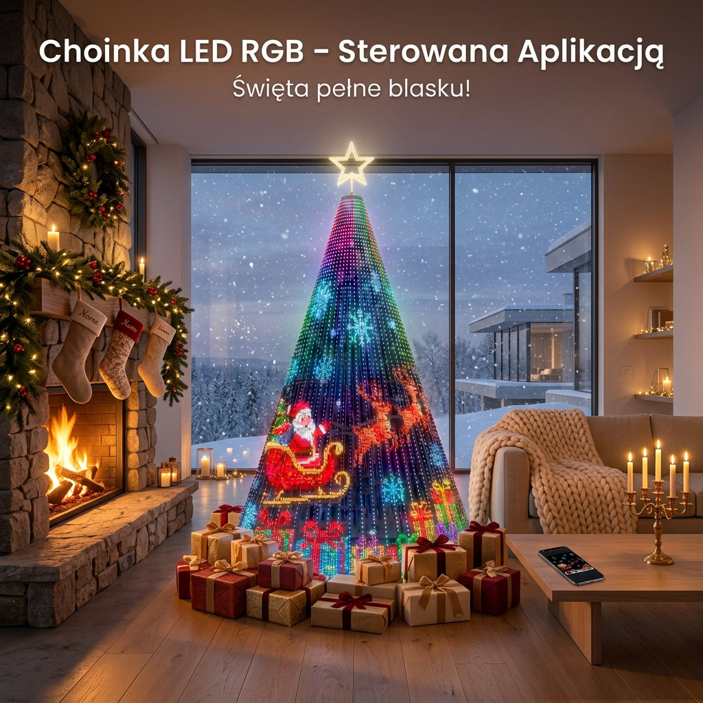 Inteligentne Lampki Choinkowe RGB Bluetooth – Programowalne Światła LED na Choinkę, Dekoracja Świąteczna i Domowa 🎄🌈