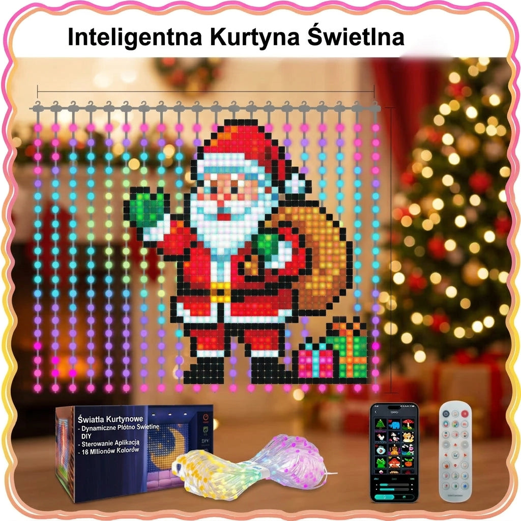 Inteligentna Kurtyna LED 400 Diod z Aplikacją i Muzyką - Świąteczne Lampki Kurtynowe 🎄